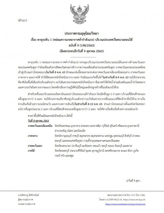 ประกาศ 'กรมอุตุนิยมวิทยา' ฉบับที่ 9 เตือน 44 จังหวัดรับมือฝนตกหนักถึงหนักมากบางแห่ง