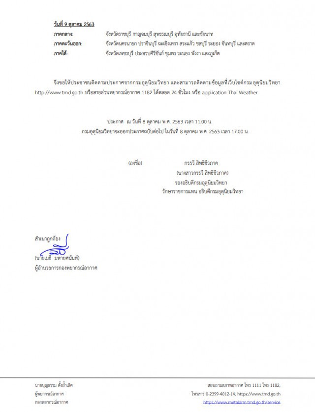 ประกาศกรมอุตุฯ ฉบับ10 พายุกำลังแรงส่งผลในพื้นที่ 42 จังหวัดฝนตกหนักถึงหนักมาก