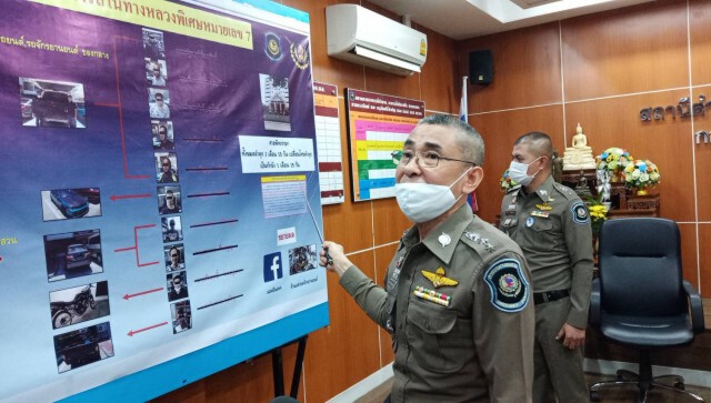 ตร. แถลงผลการจับกุมผู้ต้องหาแข่งรถในทางหลวงพิเศษหมายเลข 7