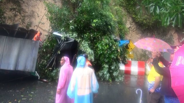 ฝนถล่มสตูล ต้นไม้สไลด์ โคลนหล่นทับ ร้านค้าชายแดน เสียหาย