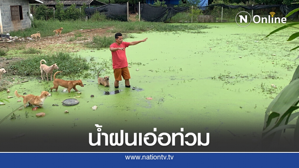 ชาวบ้านหมู่บ้านเพียงพอกว่า 50 หลังคาเรือน เดือดร้อนน้ำฝนเอ่อท่วมบ้าน