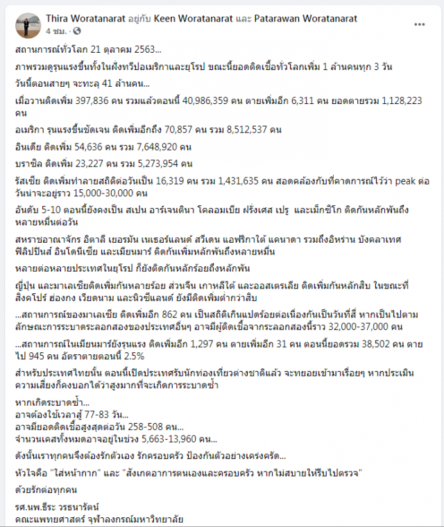 หมอธีระห่วง เปิดประเทศเกิดความเสี่ยงสูง เตือนโควิด-19 อาจระบาดซ้ำ