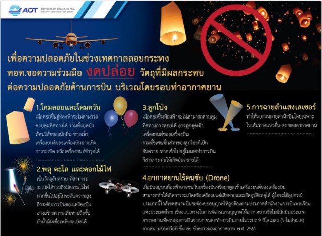 ทหญ.ขอความร่วมมือ หลีกเลี่ยงปล่อยโคมลอย