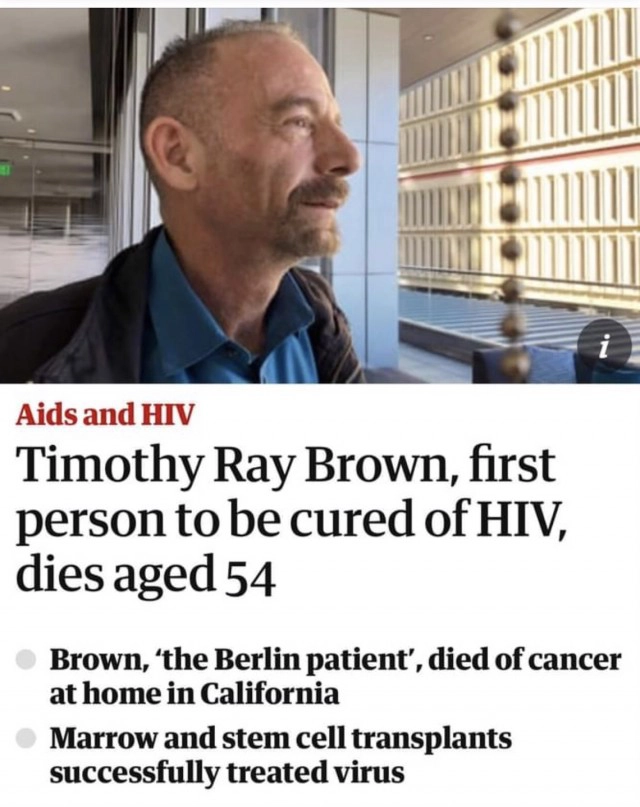 ผู้ป่วยชายชาวอเมริกันที่หายขาดจากเอชไอวีเสียชีวิต