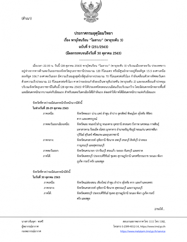 อุตุฯ เตือนฉบับ 9 พายุกระทบ 57 จว.ทั่วประเทศ ต้องระวัง