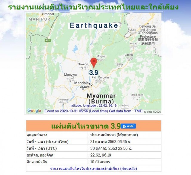 'เมียนมา'เกิดแผ่นดินไหว หวิดอันตราย