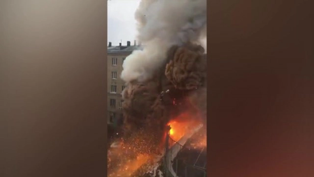 เผยภาพเหตุระเบิดโรงพยาบาลโควิด-19 ในรัสเซีย