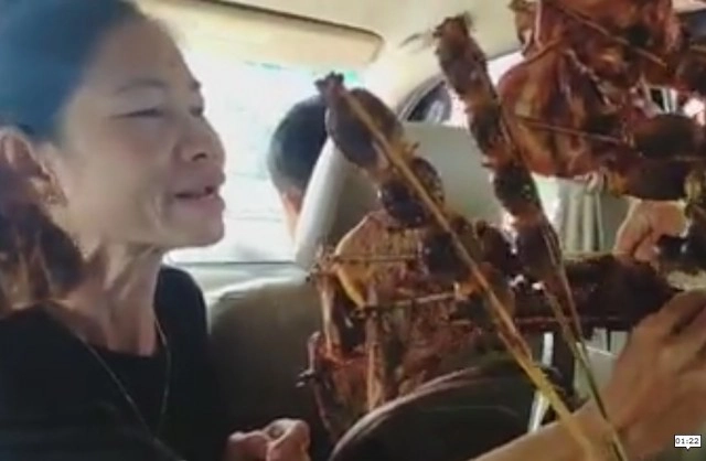 สาวมึนตึบ แม่ค้ารุมยื่นไก่ย่างให้ซื้อ ทิ่มใส่หน้าแบบนี้ป้อนเลยดีกว่า!!