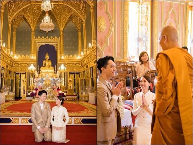 "ปั๊บ-ใบเตย" เข้าเฝ้ากราบขอพรสมเด็จพระสังฆราช ก่อนแต่งงาน 15 พ.ย.นี้