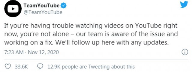 ชาวเน็ตทั่วโลก สุดเซ็ง!! "YouTube ล่ม" ล่าสุดทีมงานรับทราบปัญหา เตรียมแก้ไข