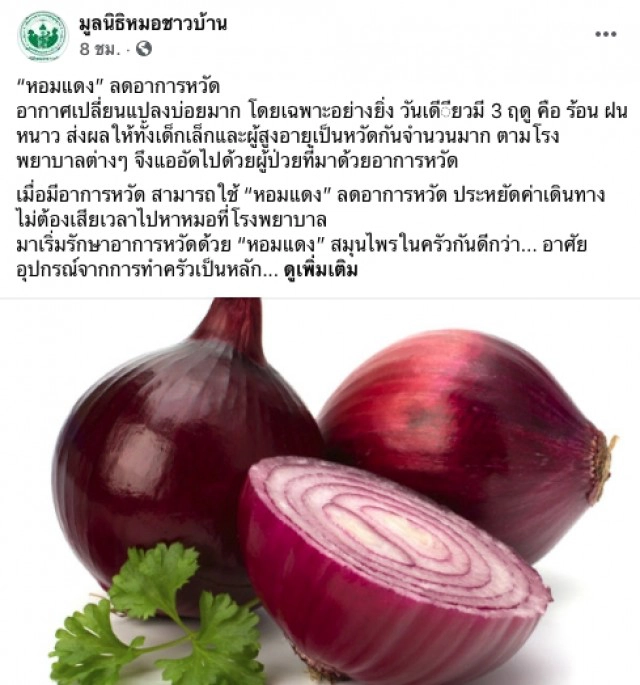 หมอแนะวิธีลดอาการ"หวัด" ทำได้ง่ายๆ แค่มี"หอมแดง"