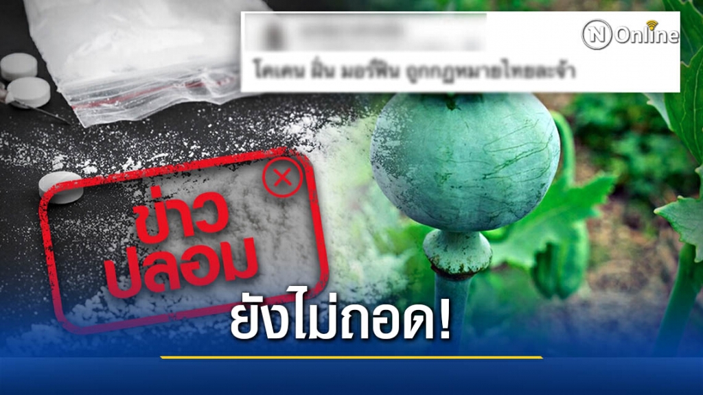 ข่าวปลอม! ถอดโคเคน มอร์ฟีน ฝิ่น ออกจากยาเสพติดให้โทษ