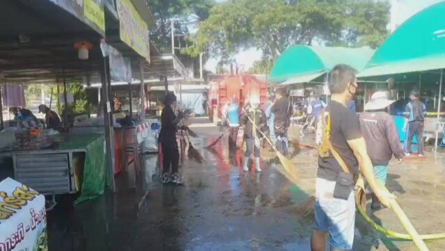 ทม.พะเยาล้างตลาดหลังพบผู้ป่วยติดเชื้อโควิด 1 ราย