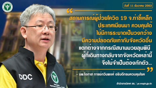 สธ.ยันไม่มีการแพร่ระบาดใน 7 จังหวัดที่พบผู้ป่วยกรณีท่าขี้เหล็ก เที่ยวได้ กลับมาไม่ต้องกักตัว