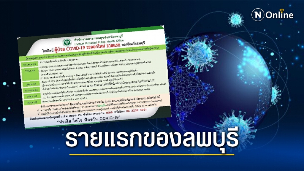 ลพบุรีพบผู้ป่วยโควิดรายแรกของจังหวัด พร้อมเปิดไทม์ไลน์ ลพบุรีพบผู้ป่วยโควิดรายแรกของจังหวัด พร้อมเปิดไทม์ไลน์