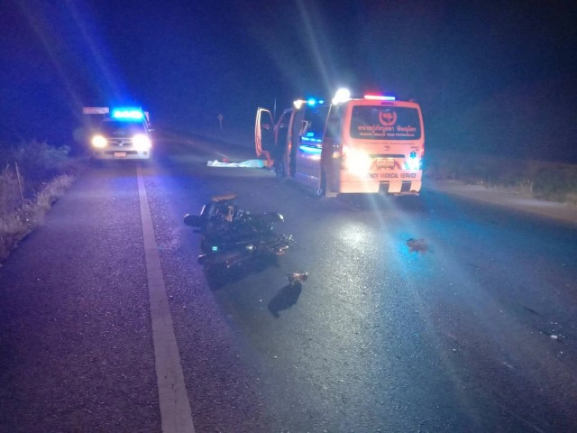 หนุ่มสาวชาวสมุทรสาครซิ่งบิ๊กไบค์คว่ำดับทั้งคู่