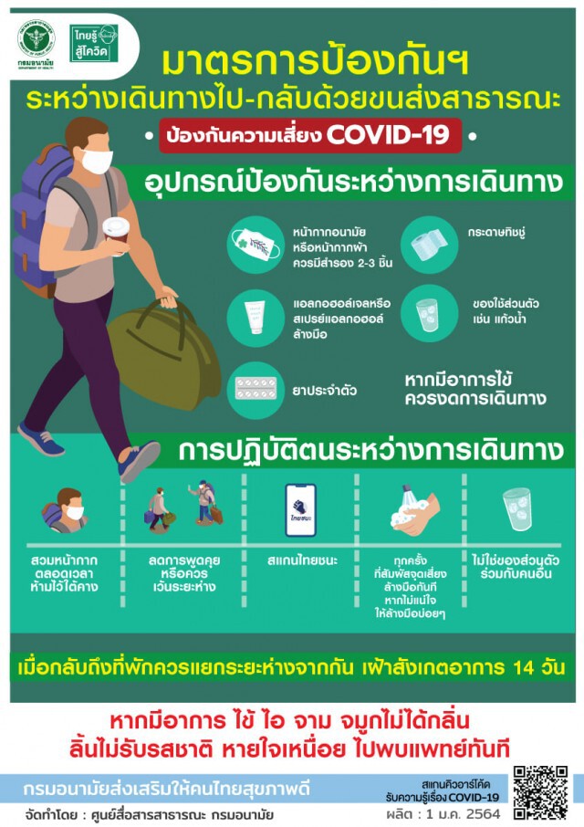 กรมอนามัย ย้ำเดินทางรถโดยสารสาธารณะ ต้องเคร่งครัดมาตรการป้องกัน"โควิด"