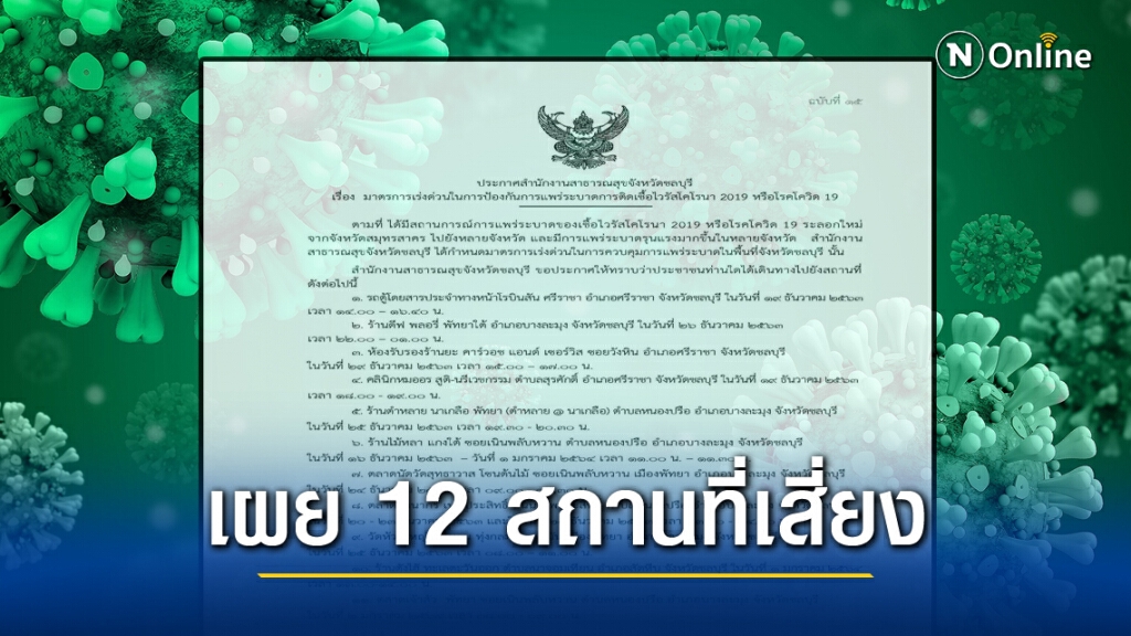 เช็กด่วน!! 12 สถานที่เสี่ยง"โควิด" สสจ.ชลบุรีระบุใครไปต้องเฝ้าสังเกตุอาการ-พบแพทย์