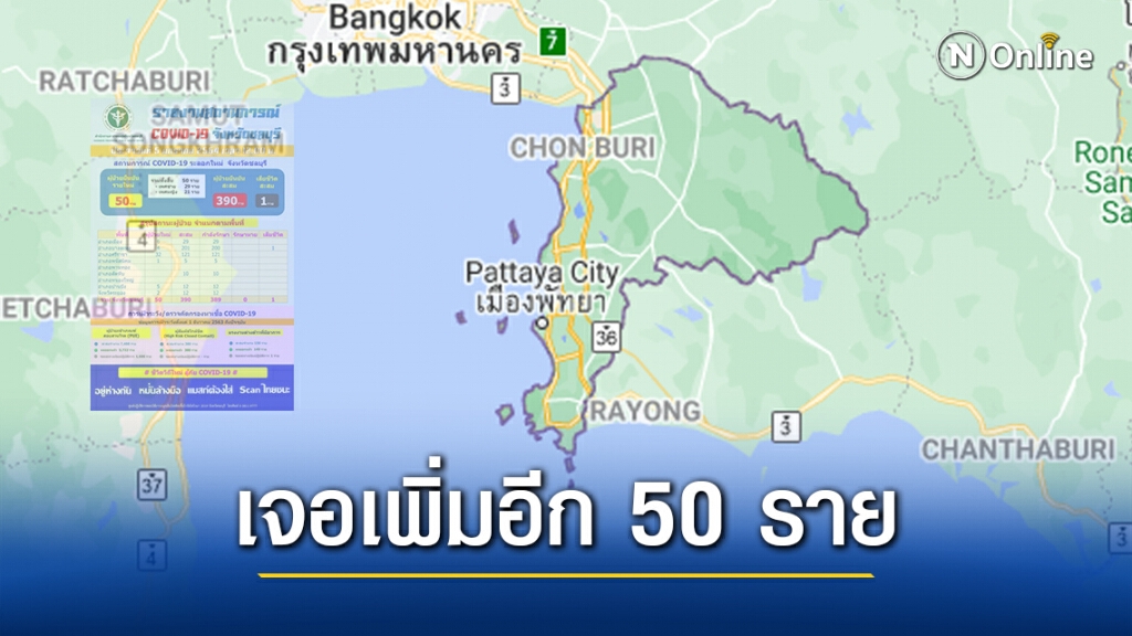 โควิดชลบุรี พุ่งไม่หยุด!! พบเพิ่มขึ้น 50 ราย ศรีราชามากสุด 32 ราย