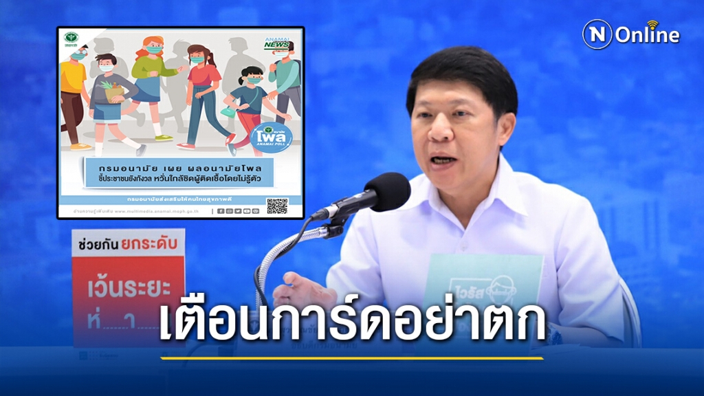 กรมอนามัย เผยผลโพลชี้ ประชาชนยังกังวล"โควิด" หวั่นใกล้ชิดผู้ติดเชื้อโดยไม่รู้ตัว