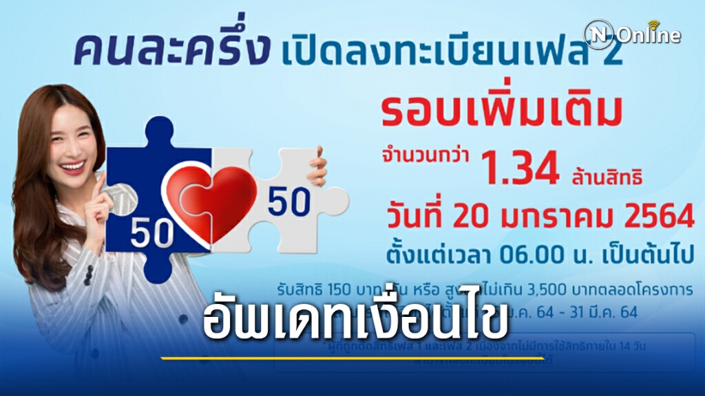 เช็กที่นี่!อัพเดทเงื่อนไข"คนละครึ่ง"ล่าสุดก่อนลงทะเบียน20 ม.ค.นี้ เช็กที่นี่!อัพเดทเงื่อนไข"คนละครึ่ง"ล่าสุดก่อนลงทะเบียน20 ม.ค.นี้