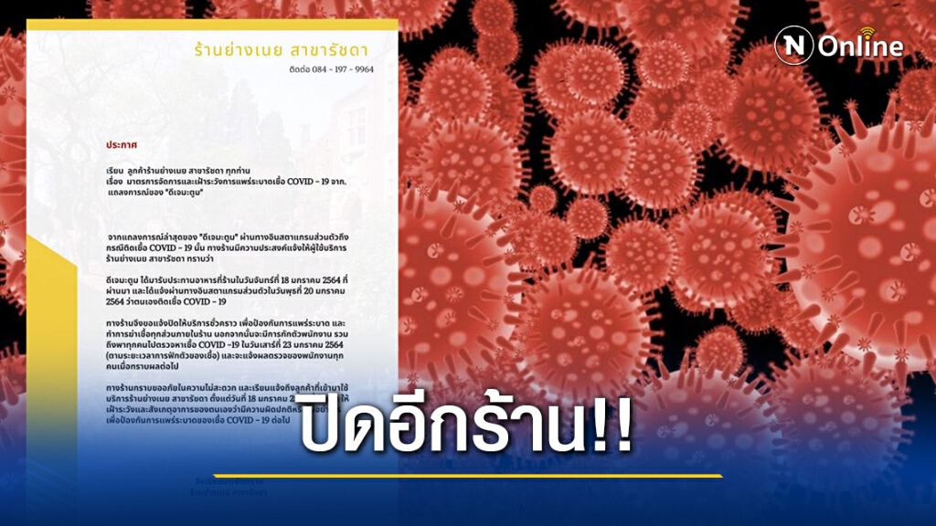 "ย่างเนย รัชดา"ประกาศปิดชั่วคราว หลังชื่อปรากฏในไทม์ไลน์ "ดีเจมะตูม" เคยเข้าใช้บริการ