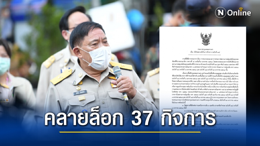 ผู้ว่าฯกทม.ลงนามประกาศคลายล็อกกิจการ 37 ประเภท เริ่ม 1 ก.พ.นี้ ผู้ว่าฯกทม.ลงนามประกาศคลายล็อกกิจการ 37 ประเภท เริ่ม 1 ก.พ.นี้