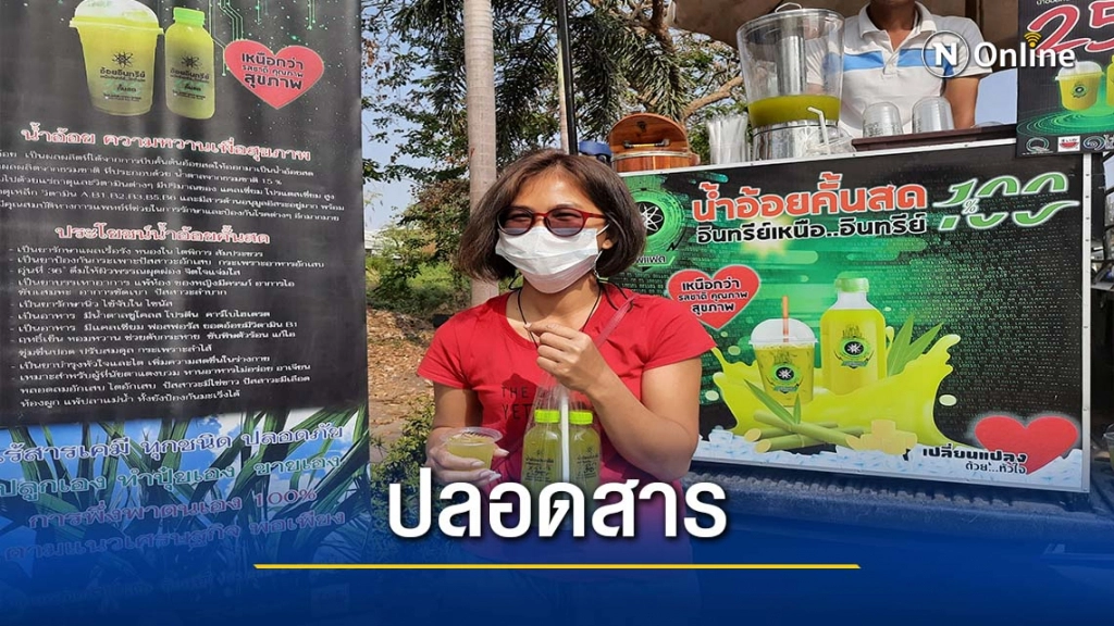 หนุ่มบางระกำ ขายน้ำอ้อยคั้นสดริมทาง ปลูกเองไร้สารเคมี