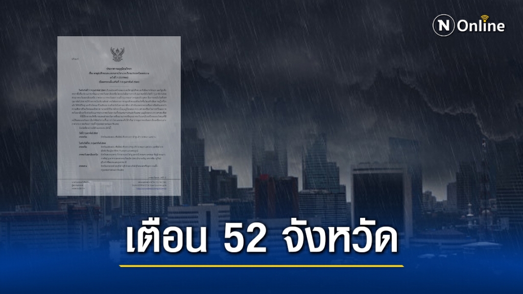 อุตุฯ ประกาศเตือนฉบับ 2 ไทยเจอพายุฝน กระทบ 52 จังหวัด มีที่ไหนเช็กเลย!!