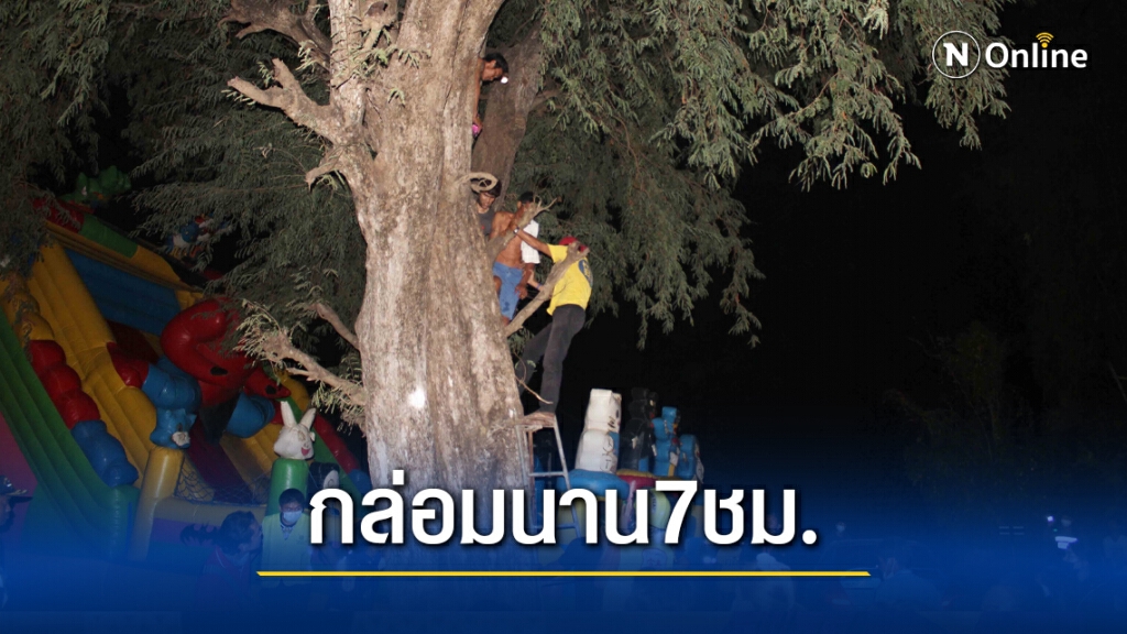 หนุ่มเครียดจัดปีนต้นมะขามขู่กระโดดฆ่าตัวตาย