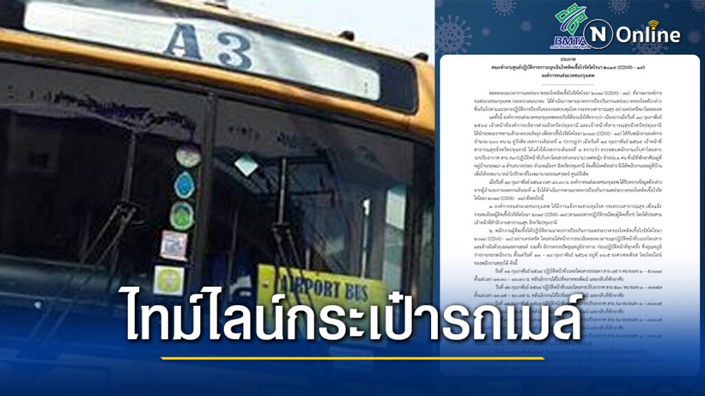 ขสมก. เปิดไทม์ไลน์ กระเป๋ารถเมล์สาย A3 หลังพบติดเชื้อโควิด-19 ขสมก. เปิดไทม์ไลน์ กระเป๋ารถเมล์สาย A3 หลังพบติดเชื้อโควิด-19