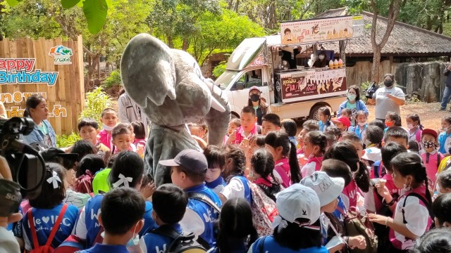 จัดเค้กผลไม้ ฉลองวันเกิด "น้องสีมา"ลูกช้างแอฟริกา