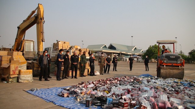 ศุลกากรทำลายของกลางคดีถึงที่สุดด่านมุกดาหาร