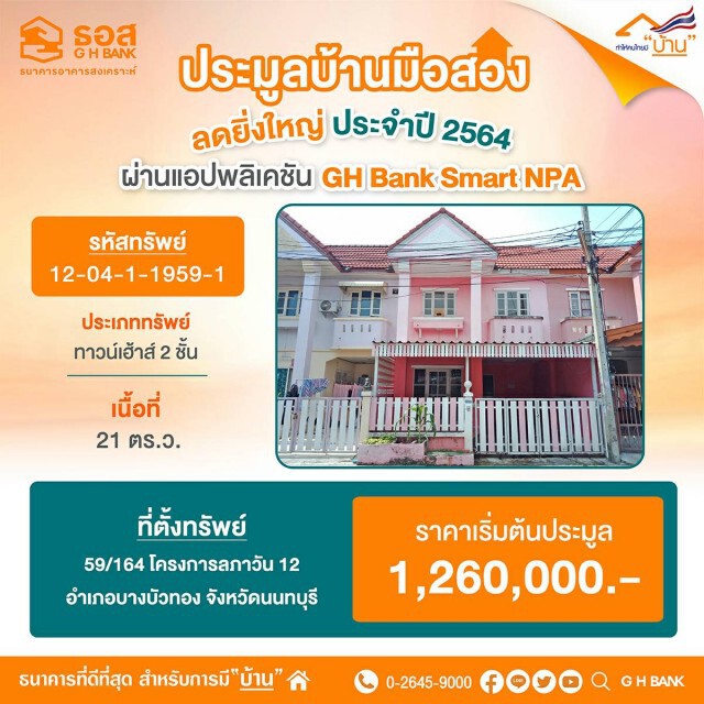 ธอส.เปิดประมูลทรัพย์ออนไลน์ผ่านแอปฯ ลดสูงสุด 60%