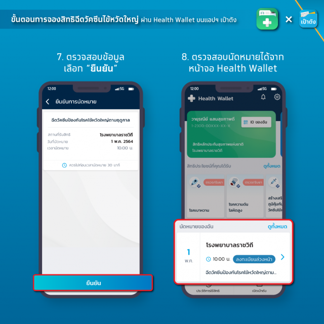 ขยายเวลา จองสิทธิฉีดวัคซีนไข้หวัดใหญ่ ถึง 30 เม.ย. 2564 ด้วยกระเป๋าสุขภาพบนแอปเป๋าตัง
