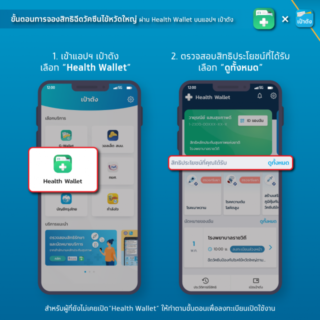 ขยายเวลา จองสิทธิฉีดวัคซีนไข้หวัดใหญ่ ถึง 30 เม.ย. 2564 ด้วยกระเป๋าสุขภาพบนแอปเป๋าตัง