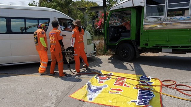 ซ้อมแผนอุบัติเหตุสงกรานต์ นักแสดงจำเป็นสุดอึดไม่หวั่นแดด40องศา