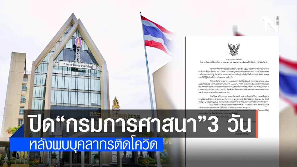ปิด"กรมการศาสนา" 3 วัน หลังพบบุคลากรติดโควิด ปิด"กรมการศาสนา" 3 วัน หลังพบบุคลากรติดโควิด