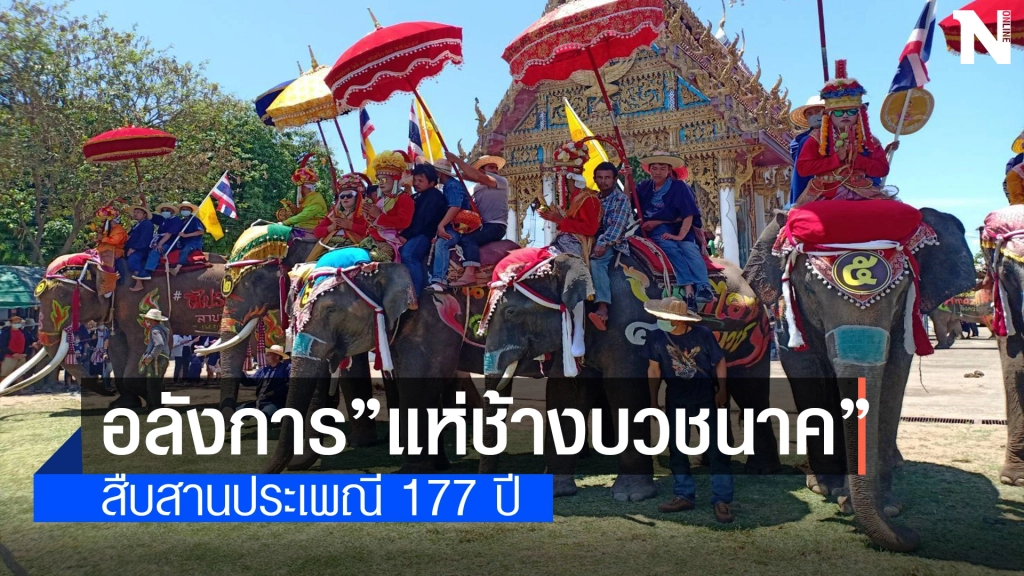 ชาวสุโขทัยแห่ชม"ช้างบวชนาค"ชาวไทยพวน