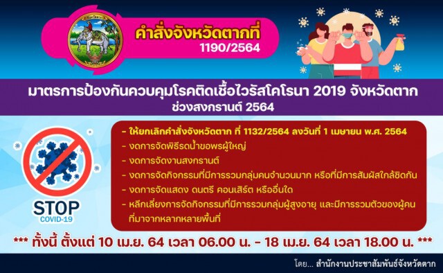 "ตาก"เข้มมาตรการสงกรานต์-ฉีดวัคซีนน้อยมาก