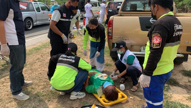 ซ้อมรับอุบัติเหตุช่วงสงกรานต์ ป้องกันโควิด