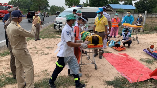 ซ้อมรับอุบัติเหตุช่วงสงกรานต์ ป้องกันโควิด