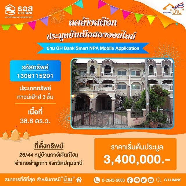 ธอส.เปิดประมูลบ้านมือสองออนไลน์ ลดสูงสุด 40% 16 เม.ย.นี้