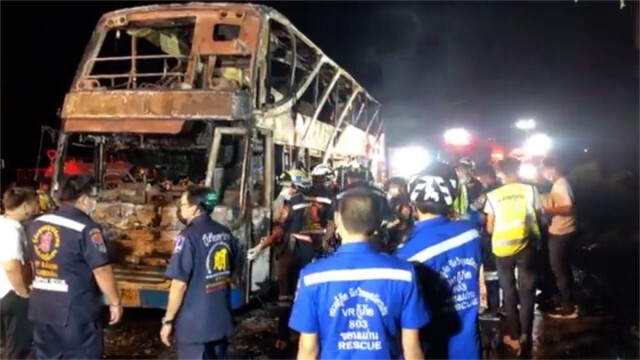 ขนส่งลงดาบรถทัวร์ไฟไหม้คลอก5ศพ