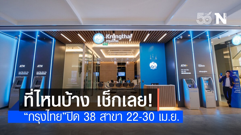 "ธ.กรุงไทย" แจ้งปิดทำการ 38 สาขาถึงสิ้นเดือนนี้ เพื่อเร่งฆ่าเชื้อ"โควิด-19"