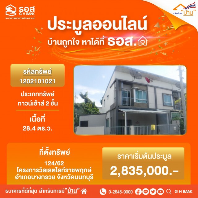 พรุ่งนี้!! ธอส.ขนทรัพย์ประมูลขายออนไลน์ ดอกเบี้ย 0% สูงสุด 48 เดือน