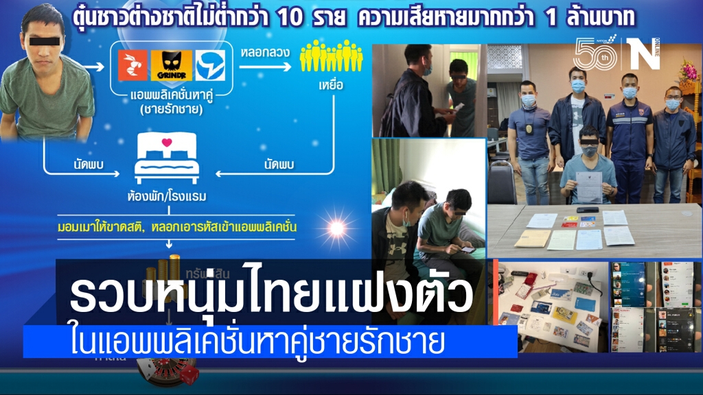 รวบหนุ่มไทยแฝงตัวในแอพพลิเคชั่นหาคู่ชายรักชาย ตุ๋นชาวต่างชาติหลายราย