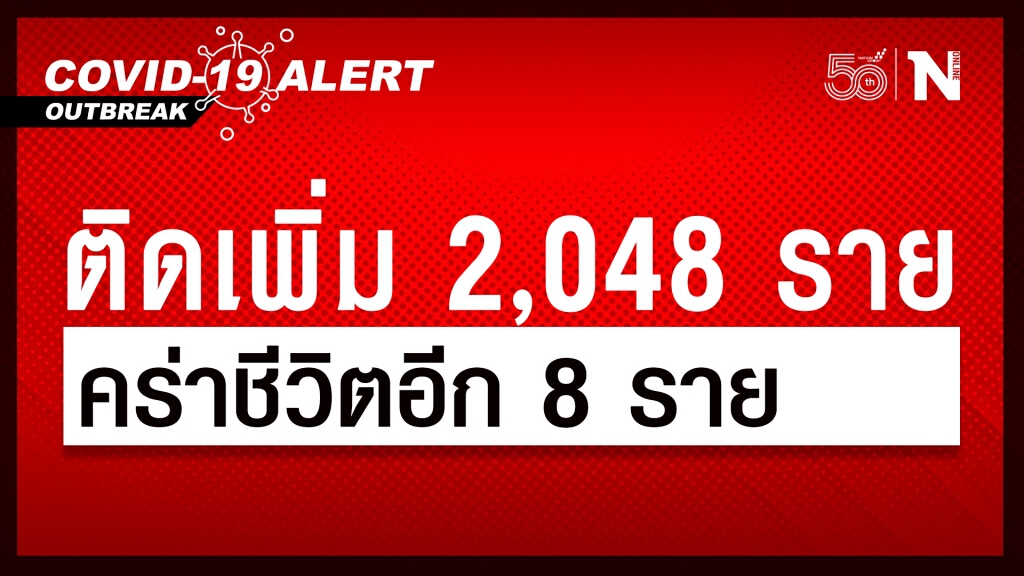 ยอดโควิด-19 ไทยวันนี้ ติดเชื้อเพิ่ม 2,048 ราย เสียชีวิตเพิ่ม 8 ราย ยอดโควิด-19 ไทยวันนี้ ติดเชื้อเพิ่ม 2,048 ราย เสียชีวิตเพิ่ม 8 ราย