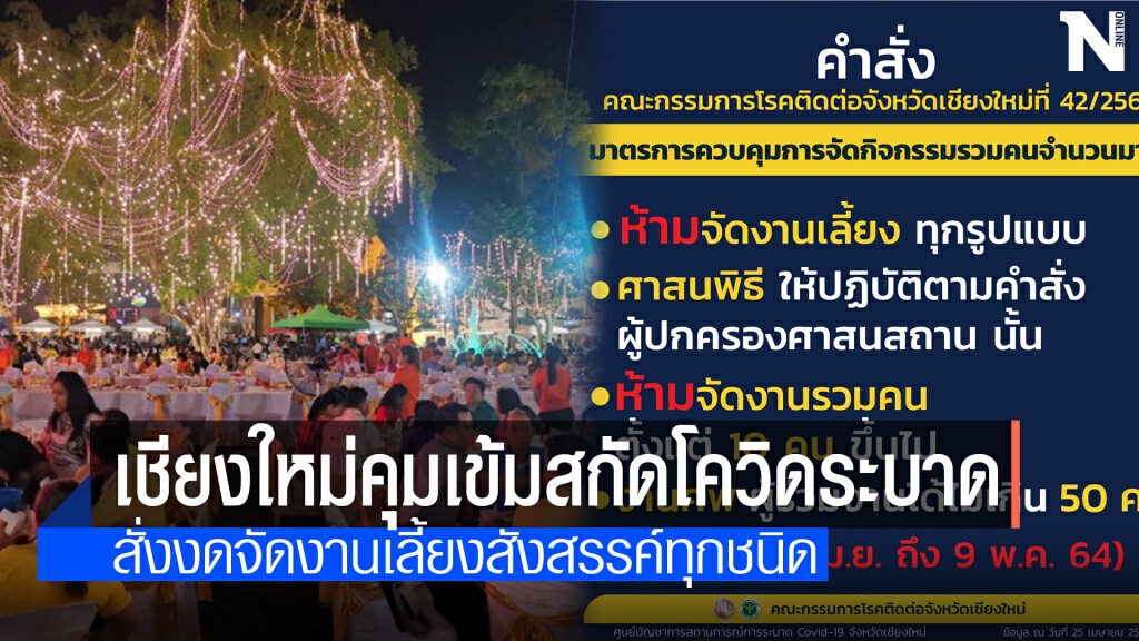 เชียงใหม่ยกระดับคุมโควิดห้ามจัดงานเลี้ยง