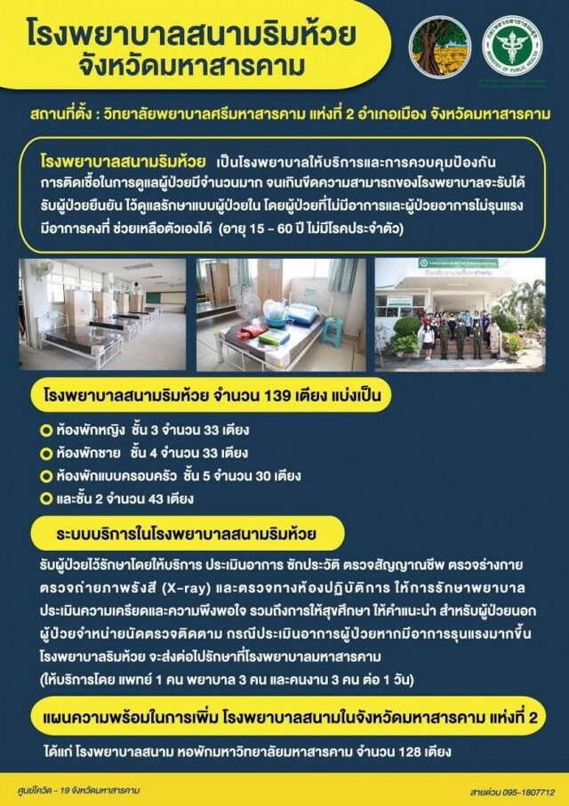 มมส.พร้อมเปิดใช้โรงพยาบาลสนามแล้ว 128เตียง